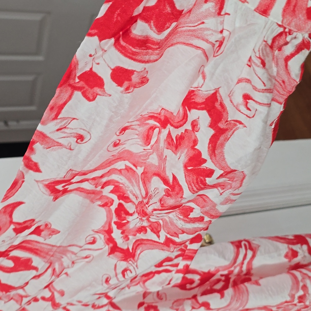 NWT GiGiO USA Vibrant Print Red Oversized Button Front Shirt Size Large - Picture 9 of 16